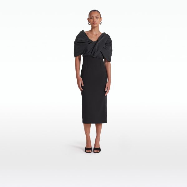Roma Black Midi Dress - Image 6