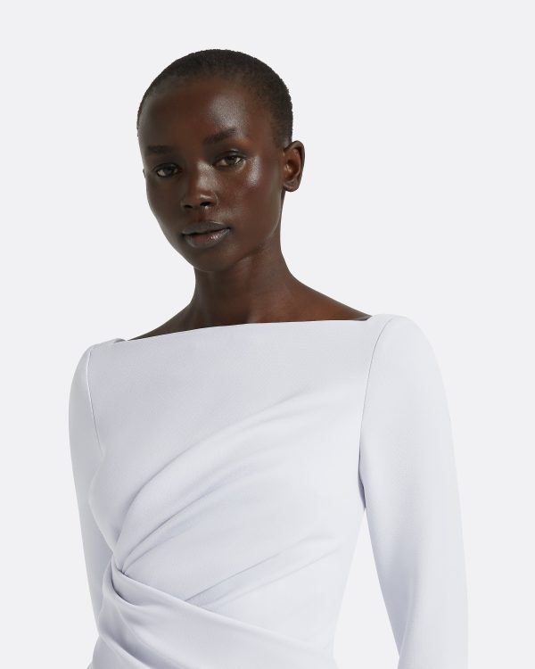 Asena Silk Blue Midi Dress - Image 3