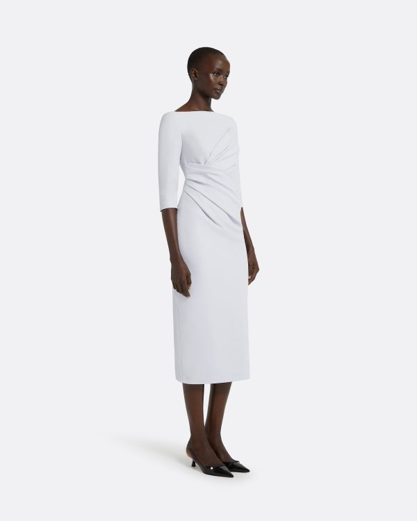 Asena Silk Blue Midi Dress - Image 4