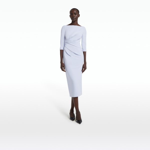 Asena Silk Blue Midi Dress - Image 6