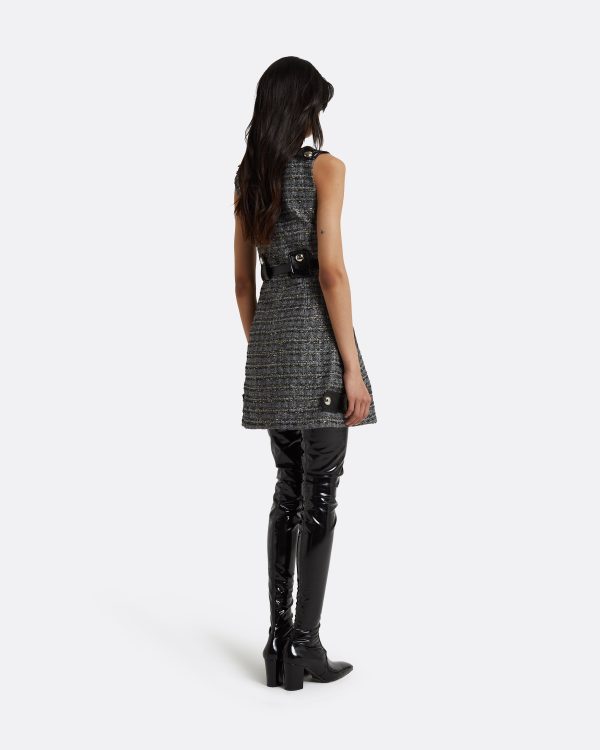 Ele Metallic Greyscale Short Dress - Image 2