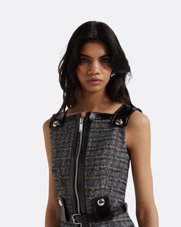 Ele Metallic Greyscale Short Dress - Image 3