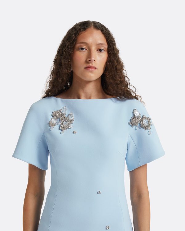 Lacin Pale Blue Short Dress - Image 3