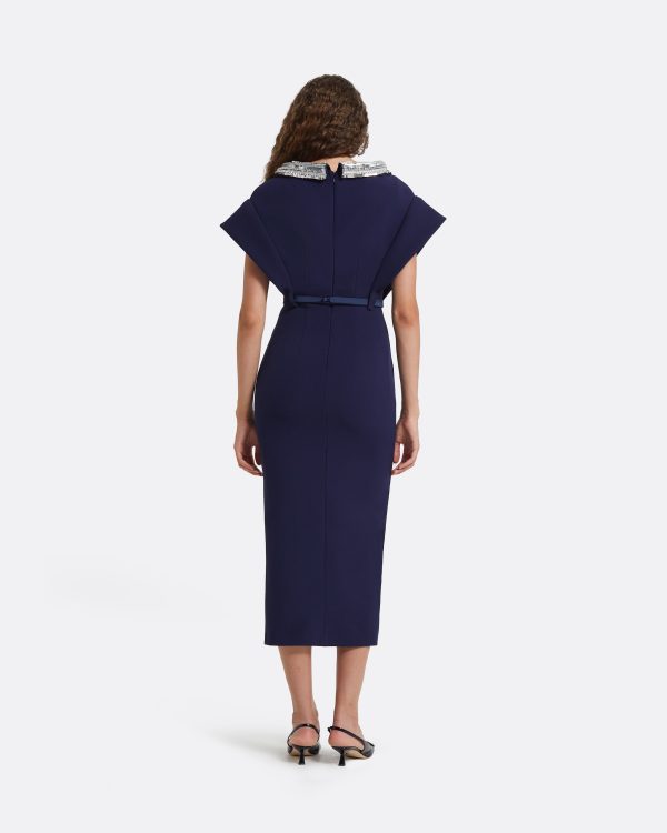 Meral Azurite Blue Embroidered Midi Dress - Image 2