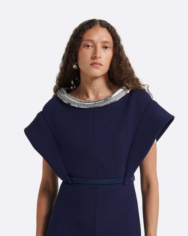 Meral Azurite Blue Embroidered Midi Dress - Image 3
