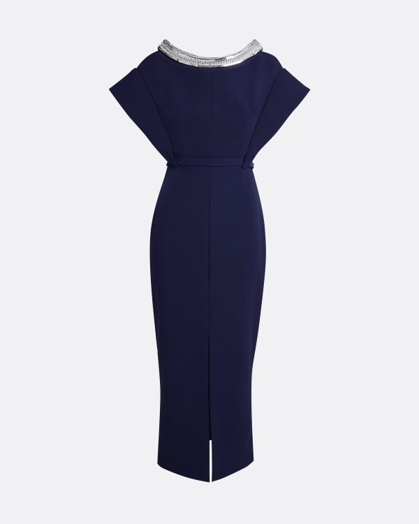 Meral Azurite Blue Embroidered Midi Dress - Image 5