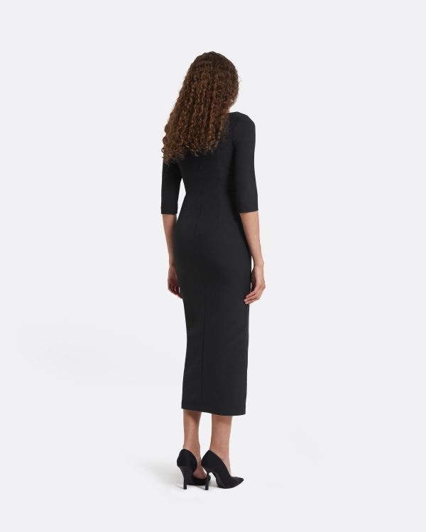 Derya Black Midi Dress - Image 2