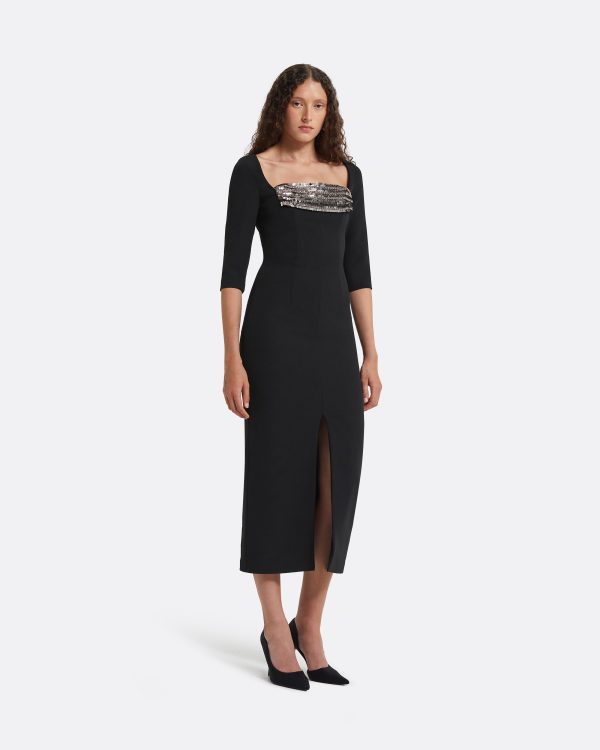 Derya Black Midi Dress - Image 4