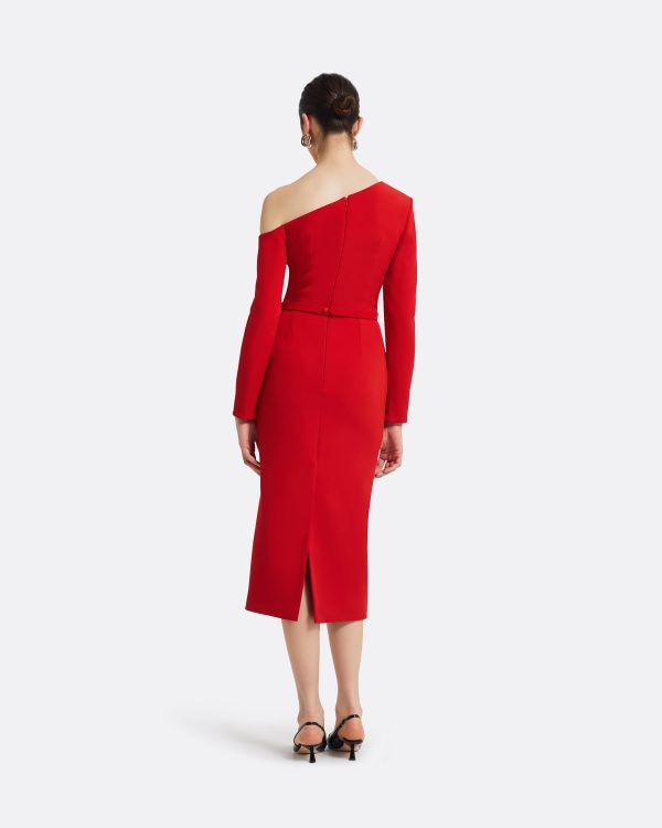 Giulia Dazzling Red Midi Dress - Image 2