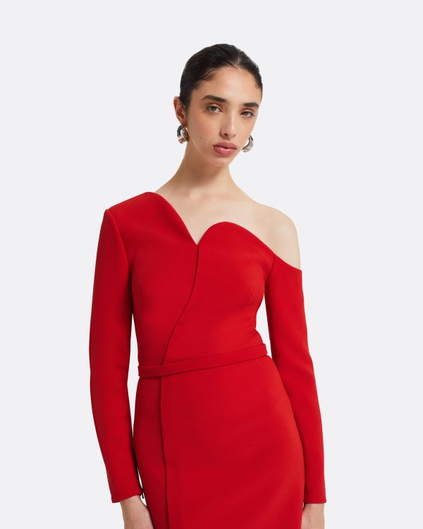 Giulia Dazzling Red Midi Dress - Image 3