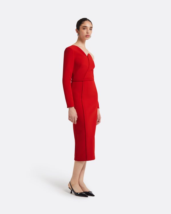 Giulia Dazzling Red Midi Dress - Image 4