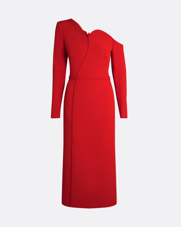 Giulia Dazzling Red Midi Dress - Image 5