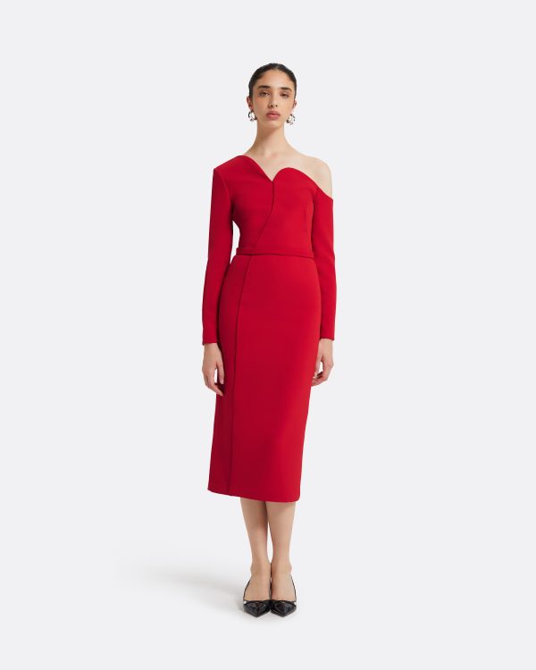 Giulia Dazzling Red Midi Dress - Image 6