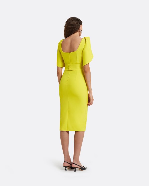 Joan Chartreuse Midi Dress - Image 2