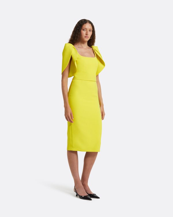 Joan Chartreuse Midi Dress - Image 4