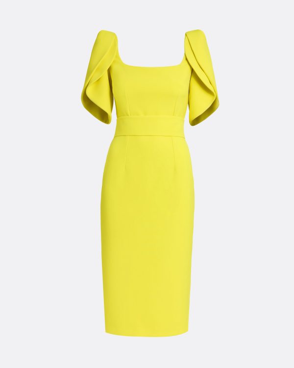Joan Chartreuse Midi Dress - Image 5