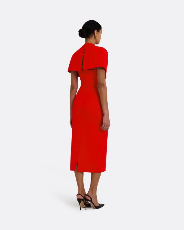 Flora Cherry Red Midi Dress - Image 2