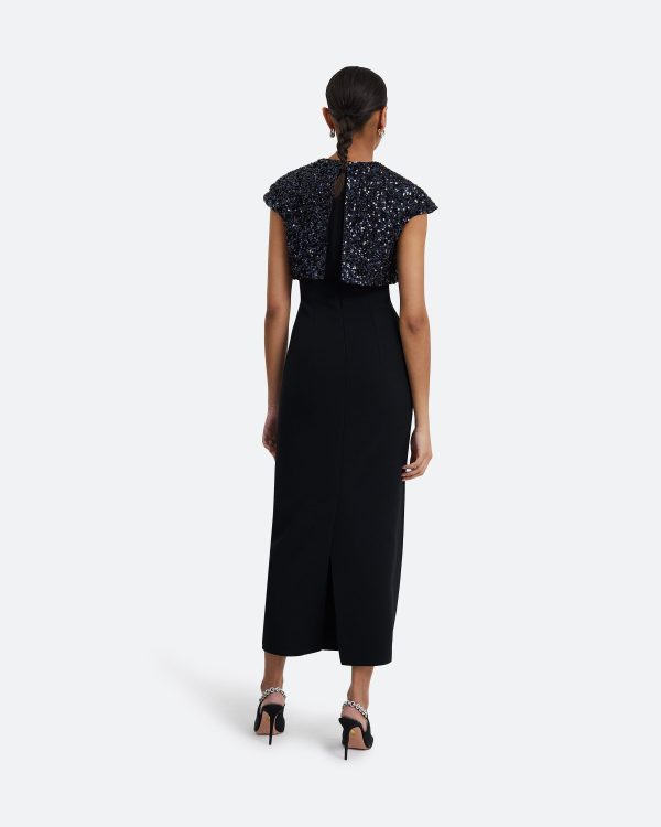 Dominica Black Midi Dress - Image 2