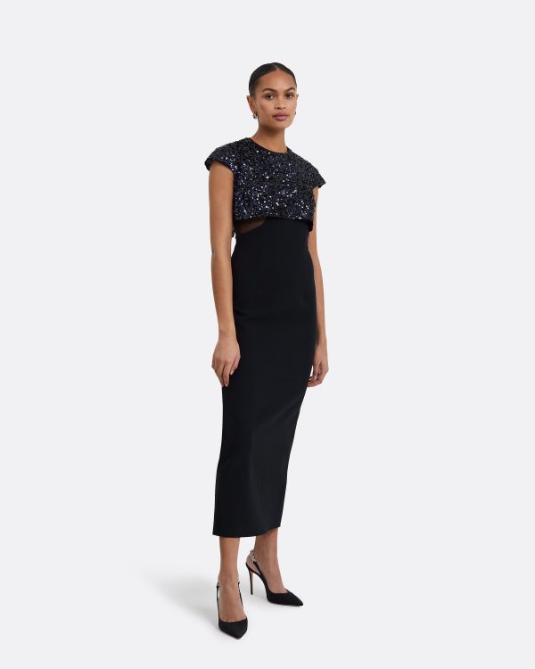 Dominica Black Midi Dress - Image 4