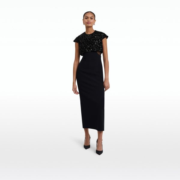 Dominica Black Midi Dress - Image 6