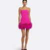 Rowan Wild Strawberry Feather-Trimmed Short Dress