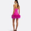 Rowan Wild Strawberry Feather-Trimmed Short Dress - Image 2