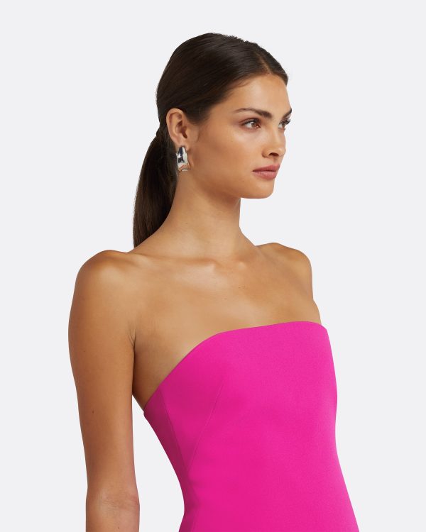 Rowan Wild Strawberry Feather-Trimmed Short Dress - Image 3