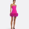 Rowan Wild Strawberry Feather-Trimmed Short Dress - Image 4