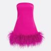 Rowan Wild Strawberry Feather-Trimmed Short Dress - Image 5