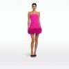 Rowan Wild Strawberry Feather-Trimmed Short Dress - Image 6