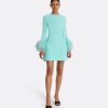 Rena Positano Feather-Trimmed Short Dress