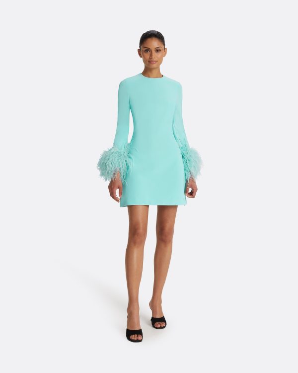 Rena Positano Feather-Trimmed Short Dress