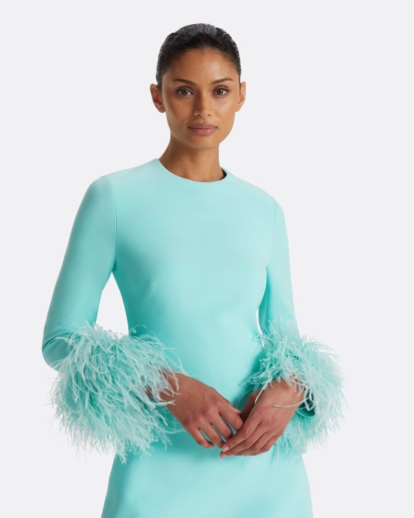 Rena Positano Feather-Trimmed Short Dress - Image 3