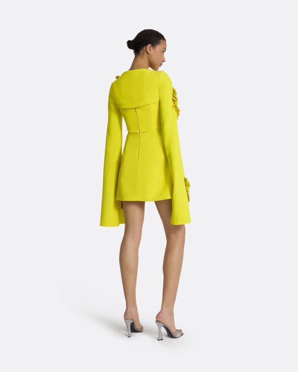 Mila Chartreuse Embroidered Short Dress - Image 2