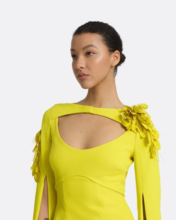 Mila Chartreuse Embroidered Short Dress - Image 3