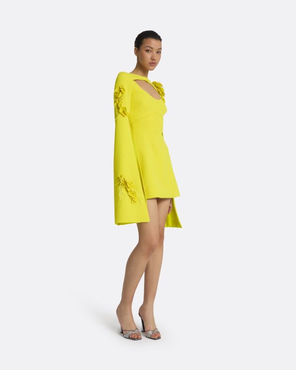 Mila Chartreuse Embroidered Short Dress - Image 4