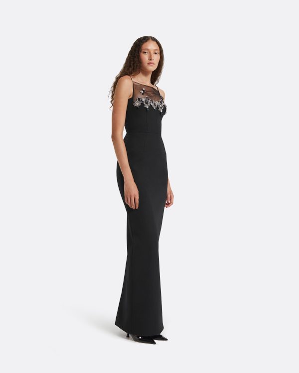 Pelin Black Long Dress - Image 4