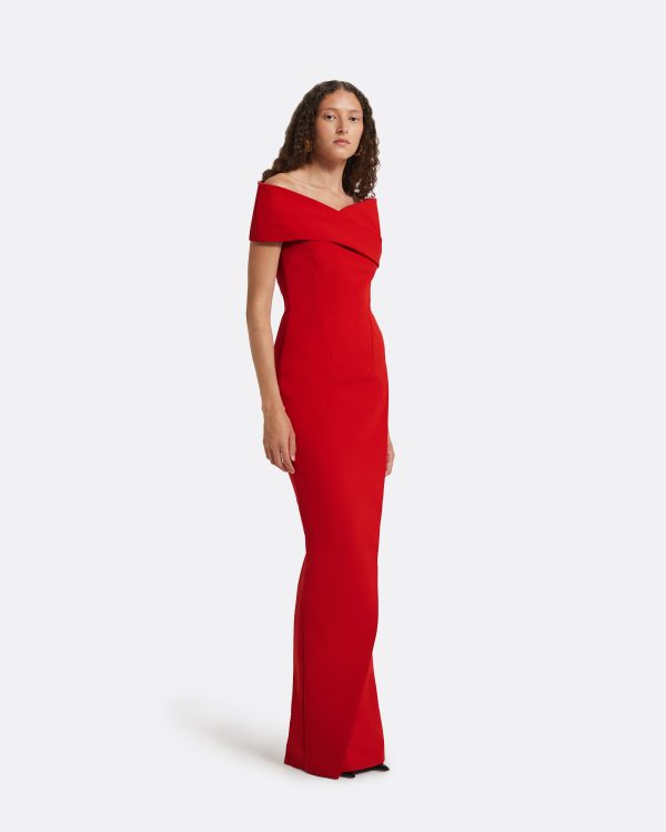 Gokce Dazzling Red Long Dress - Image 2