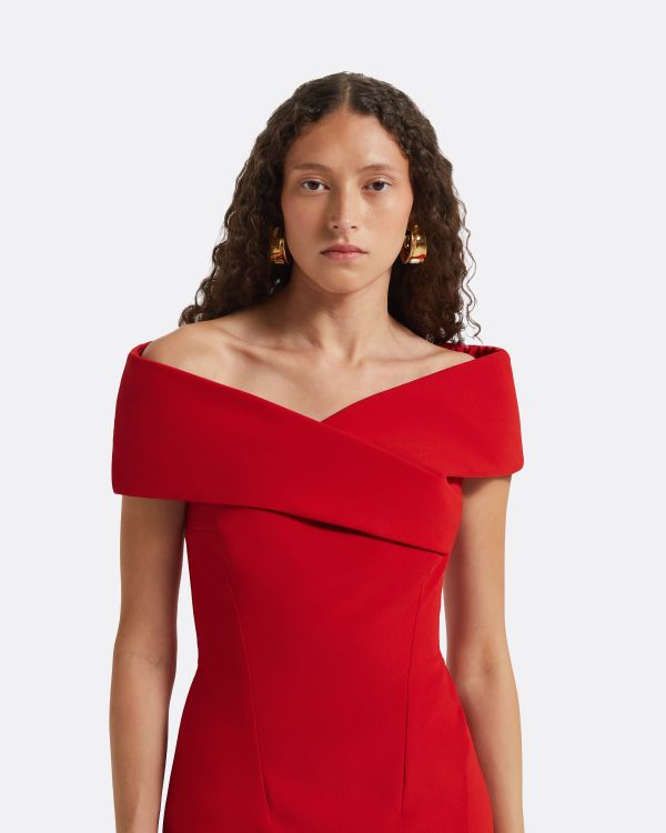 Gokce Dazzling Red Long Dress - Image 3