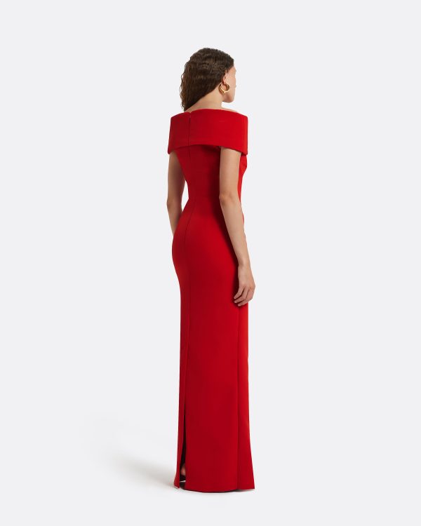 Gokce Dazzling Red Long Dress - Image 4