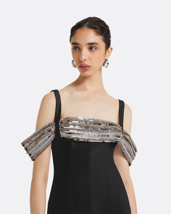 Dilek Black Long Dress - Image 3
