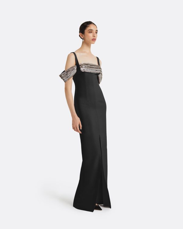 Dilek Black Long Dress - Image 4