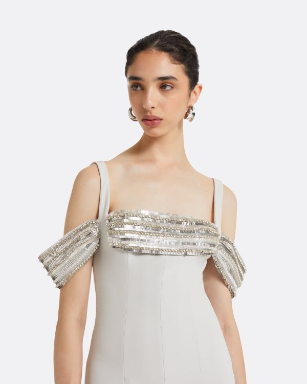 Dilek Stone Grey Long Dress - Image 3
