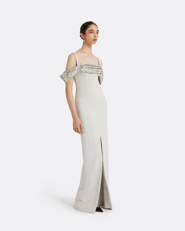 Dilek Stone Grey Long Dress - Image 4