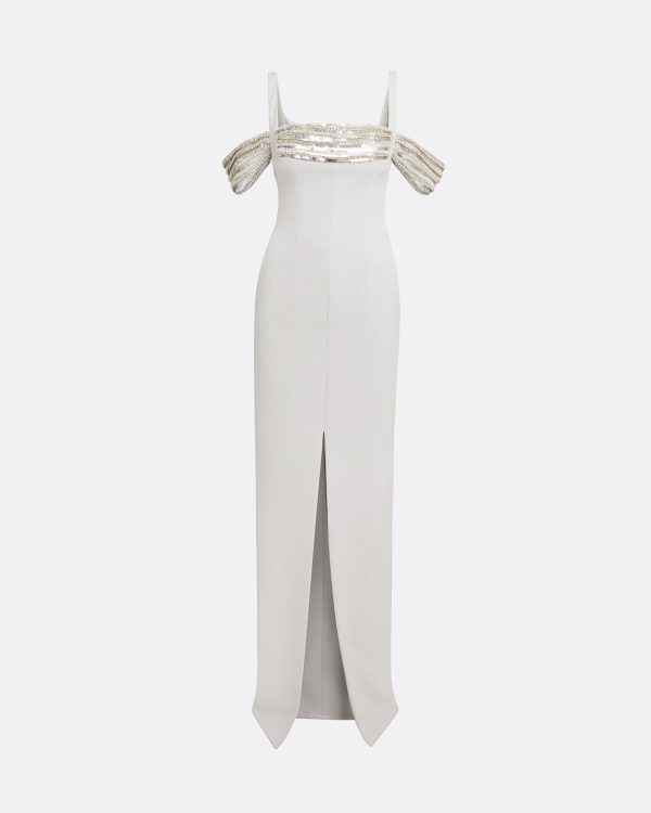 Dilek Stone Grey Long Dress - Image 5