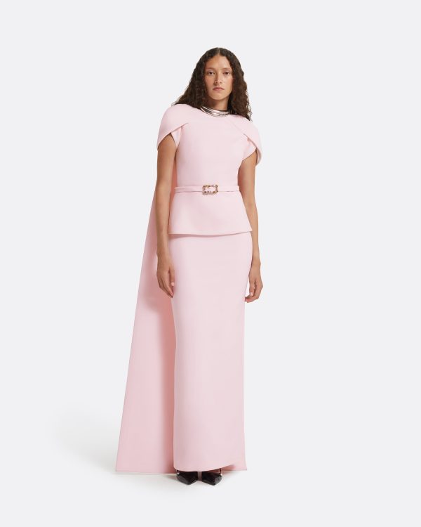 Erkin Barely Pink Long Dress With Embroidered Belt - Image 6