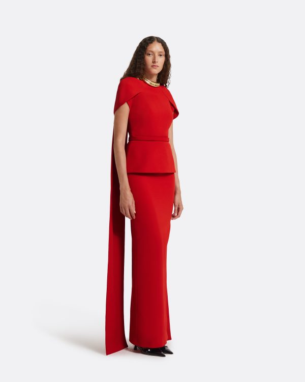 Erkin Dazzling Red Long Dress - Image 4