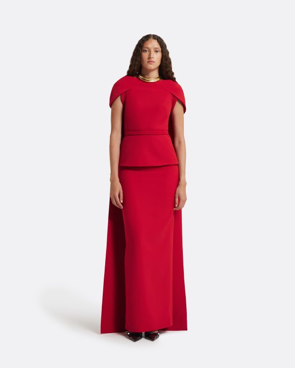 Erkin Dazzling Red Long Dress - Image 6