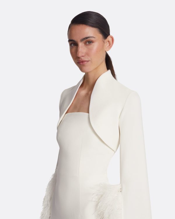 Amari Ivory Feather-Trimmed Bolero And Soshin Dress - Image 3