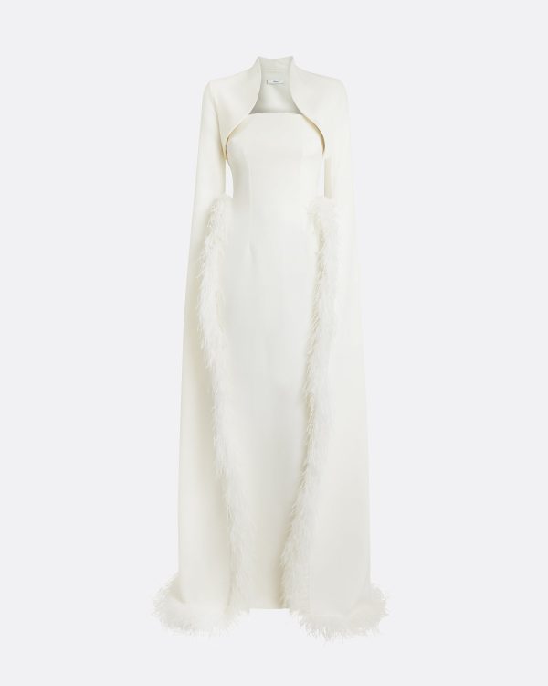 Amari Ivory Feather-Trimmed Bolero And Soshin Dress - Image 5